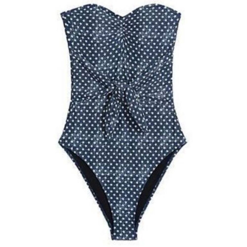 WE WORE WHAT CAPRI DISTRESSED STARS NWT STRAPLESS ONE PIECE SWIM SZ XL